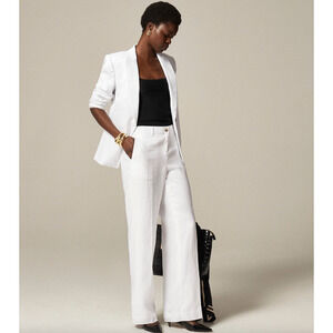 J.Crew Tall Harbor Pant Linen White Straight Wide Minimalist High Rise M NWT